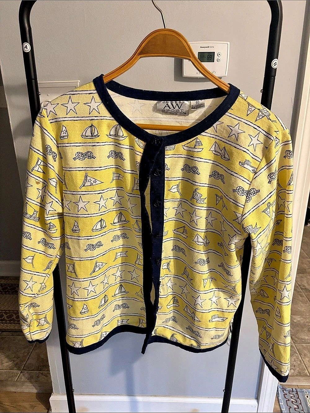 AW Sport by Alison Whitmore Coastal Button-Front Cardigan Yellow Petite Large